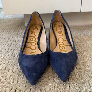 Sam Edelman Dori Navy Blue Suede Pointed Toe Kitten Heel Pumps Sz 10.5M